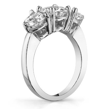 7mm/6mm Round Brilliant Moissanite 3-Stone Ring (2.75ct)