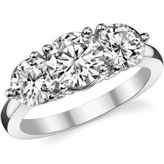 7mm/6mm Round Brilliant Moissanite 3-Stone Ring (2.75ct)