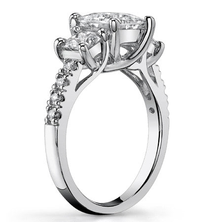 3.04ct (6.5mm/4.5mm) Princess cut Moissanite 3-Stone Ring