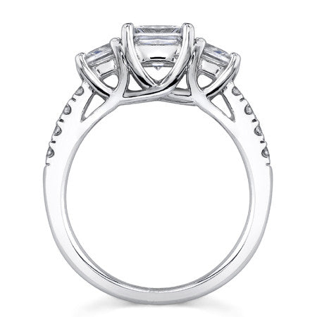 2.74ct (6.0mm/4.5mm) Princess cut Moissanite 3-Stone Ring
