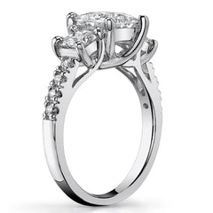 2.74ct (6.0mm/4.5mm) Princess cut Moissanite 3-Stone Ring