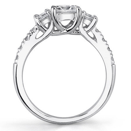 1.82ct (5.5mm/3.5mm) Princess cut Moissanite 3-Stone Ring