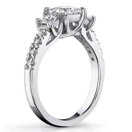 1.82ct (5.5mm/3.5mm) Princess cut Moissanite 3-Stone Ring