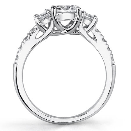 1.52ct (5.0mm/3.5mm) Princess cut Moissanite 3-Stone Ring