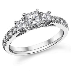 1.12ct (4.5mm/3.0mm) Princess cut Moissanite 3-Stone Ring