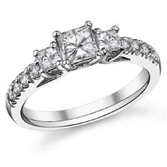 1.12ct (4.5mm/3.0mm) Princess cut Moissanite 3-Stone Ring