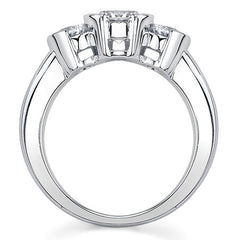 Round Brilliant Moissanite Semi-Bezel Three-Stone Ring