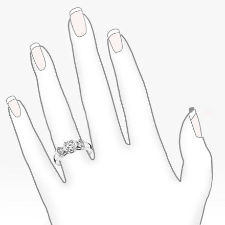 Round Brilliant Moissanite Semi-Bezel Three-Stone Ring