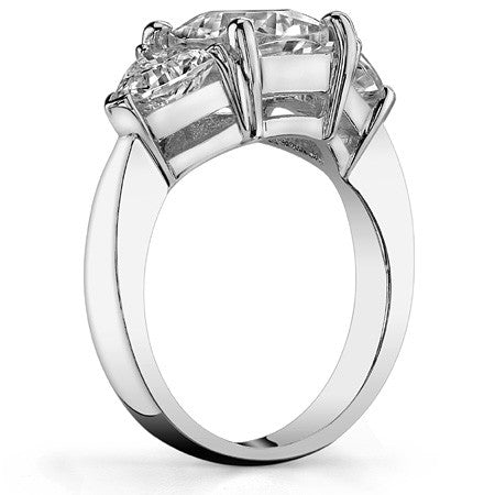 8.5mm/6.5mm Cushion & Trillion Moissanite 3-Stone Ring, 5ct