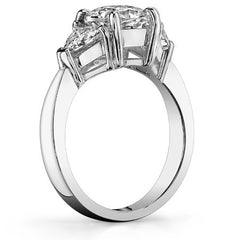 7.5mm/5.5mm Cushion & Trillion Moissanite Three-Stone Ring, 3.4ct
