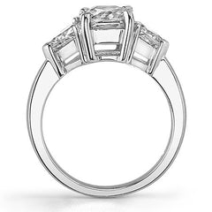 7mm/5mm Cushion & Trillion Moissanite Three-Stone Ring, 2.6ct