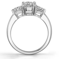 6mm/4.5mm Cushion & Trillion Moissanite Three-Stone Ring, 1.76ct