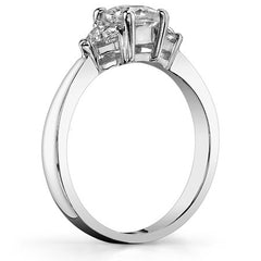 5mm/3.5mm Cushion & Trillion Moissanite Three-Stone Ring, 0.9ct