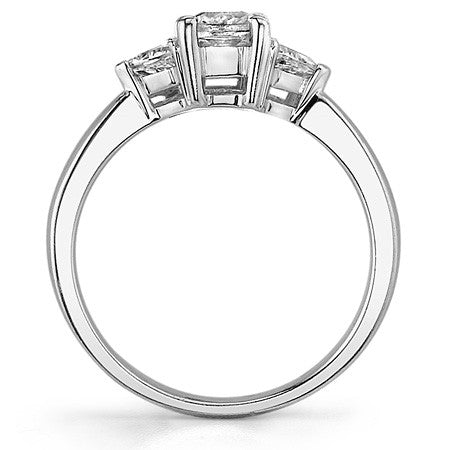 5mm/3.5mm Cushion & Trillion Moissanite Three-Stone Ring, 0.9ct