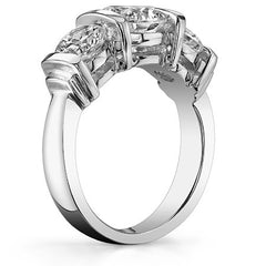 (3ct) 7.5mm/6mm Round Brilliant Moissanite Bar-set Three-Stone Ring