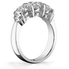 (1.75ct) 6mm/5m Round Brilliant Moissanite Bar-set Three-Stone Ring