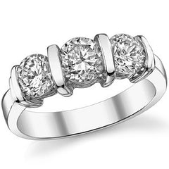 (1.75ct) 6mm/5m Round Brilliant Moissanite Bar-set Three-Stone Ring