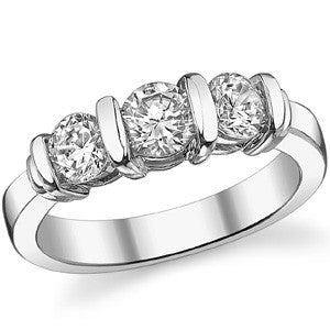 (1.2ct) 5mm/4.5m Round Brilliant Moissanite Bar-set Three-Stone Ring