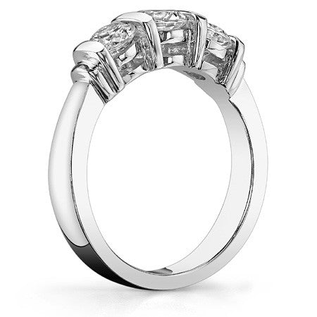 (1.2ct) 5mm/4.5m Round Brilliant Moissanite Bar-set Three-Stone Ring