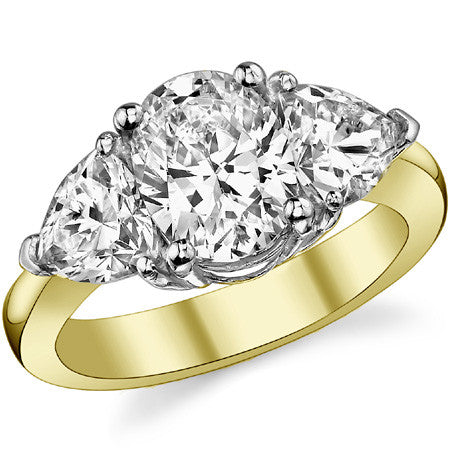 (3.85ct) 9x7mm/6mm Oval & Trillion Moissanite Three-Stone Ring