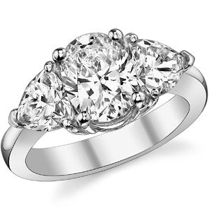 (3.85ct) 9x7mm/6mm Oval & Trillion Moissanite Three-Stone Ring