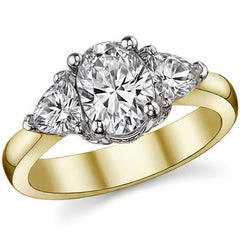 (2.15ct) 8x6mm/4.5mm Oval & Trillion Moissanite Three-Stone Ring