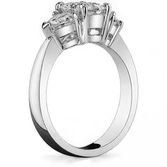 (2.15ct) 8x6mm/4.5mm Oval & Trillion Moissanite Three-Stone Ring