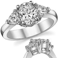 (2.15ct) 8x6mm/4.5mm Oval & Trillion Moissanite Three-Stone Ring