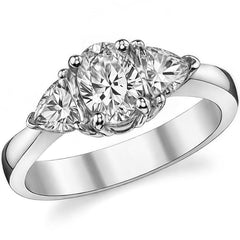(1.66ct) 7x5mm/4.5mm Oval & Trillion Moissanite Three-Stone Ring