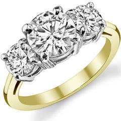 2.50ct (7.5mm,5mm) Three-Stone Round Brilliant Moissanite Ring