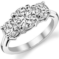 2.25ct (7mm,5mm) Three-Stone Round Brilliant Moissanite Ring