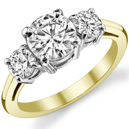 1.75ct (7mm,4mm) Three-Stone Round Brilliant Moissanite Ring