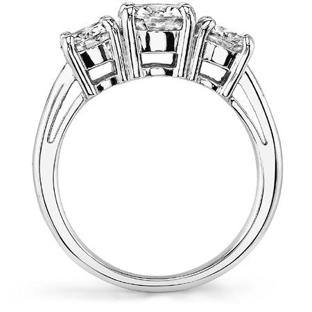 2.0ct (6.5mm,5mm) Three-Stone Round Brilliant Moissanite Ring