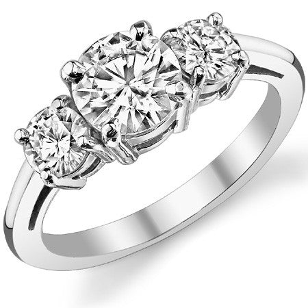 1.50ct (6.5mm,4mm) Three-Stone Round Brilliant Moissanite Ring