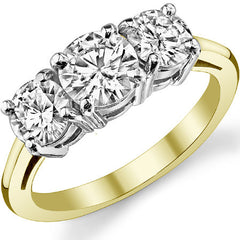 1.75ct (6mm,5mm) Three-Stone Round Brilliant Moissanite Ring