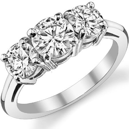 1.75ct (6mm,5mm) Three-Stone Round Brilliant Moissanite Ring