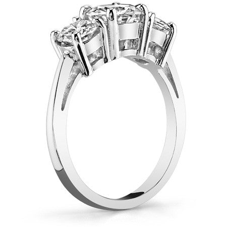 1.75ct (6mm,5mm) Three-Stone Round Brilliant Moissanite Ring