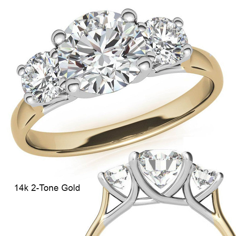 Petite Trellis Three-Stone Round Brilliant Moissanite Ring