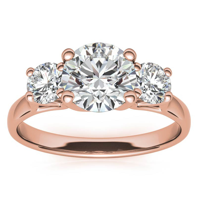 Petite Trellis Three-Stone Round Brilliant Moissanite Ring