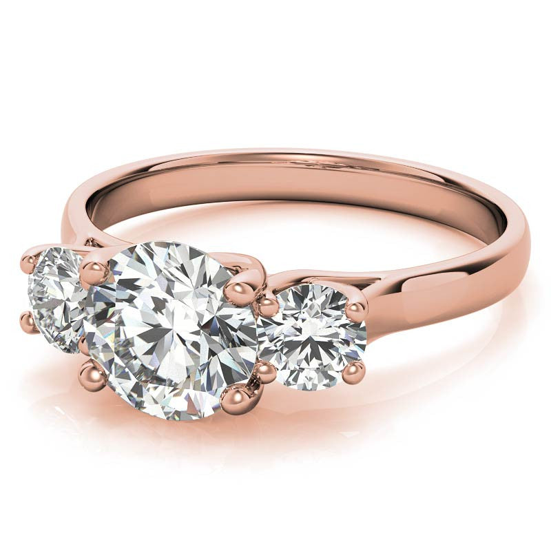 Petite Trellis Three-Stone Round Brilliant Moissanite Ring
