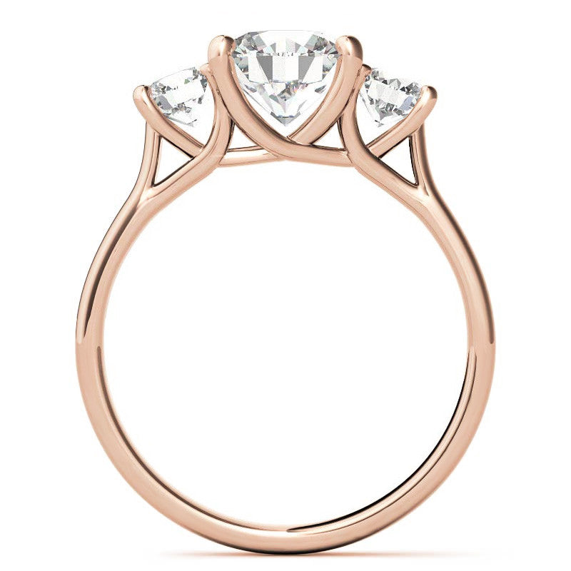 Petite Trellis Three-Stone Round Brilliant Moissanite Ring