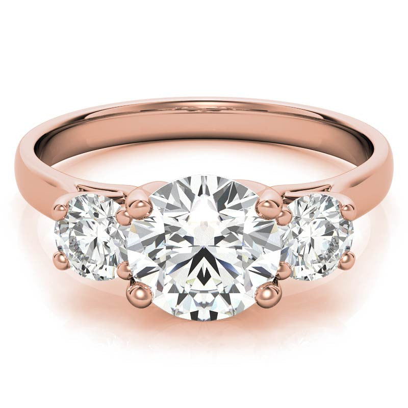 Petite Trellis Three-Stone Round Brilliant Moissanite Ring