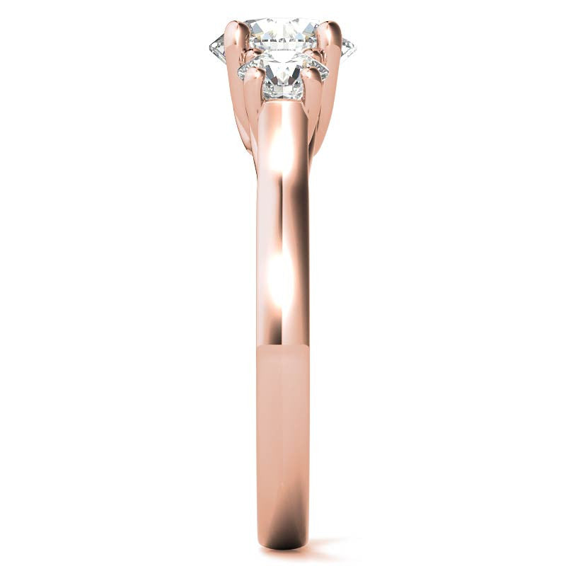 Petite Trellis Three-Stone Round Brilliant Moissanite Ring