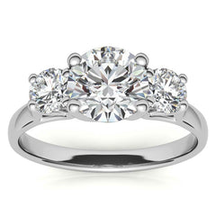 Petite Trellis Three-Stone Round Brilliant Moissanite Ring