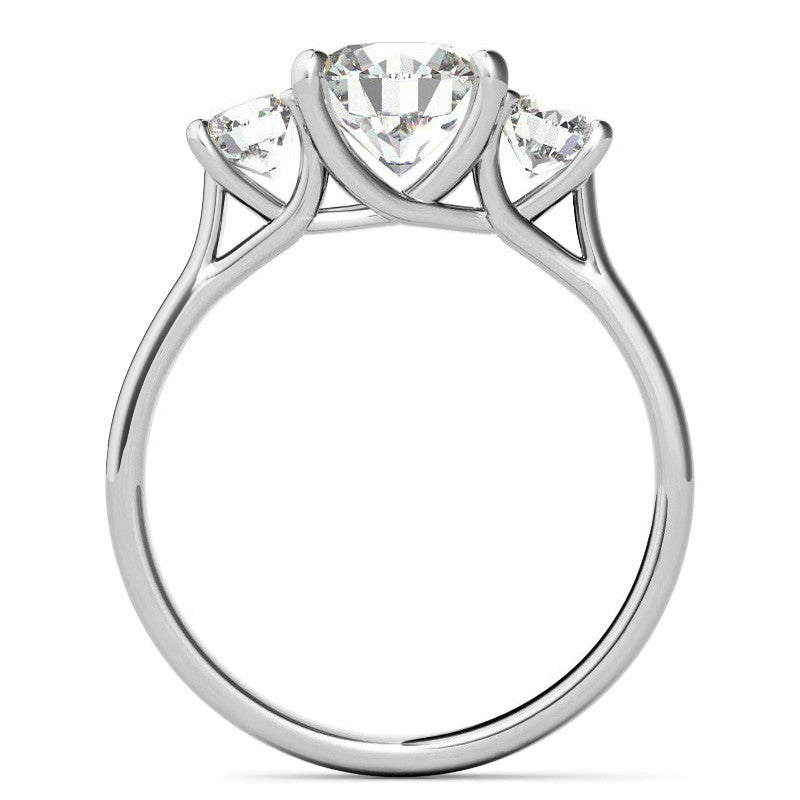 Petite Trellis Three-Stone Round Brilliant Moissanite Ring