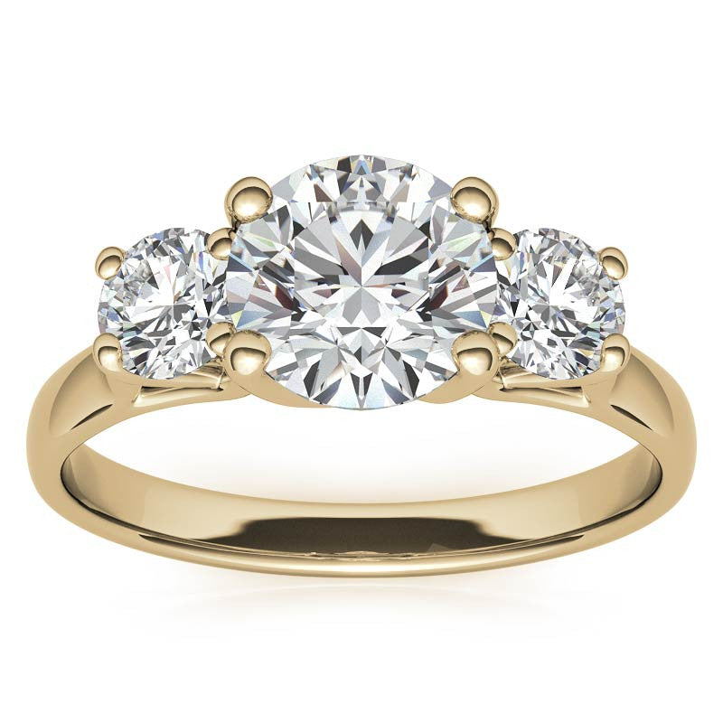 Petite Trellis Three-Stone Round Brilliant Moissanite Ring