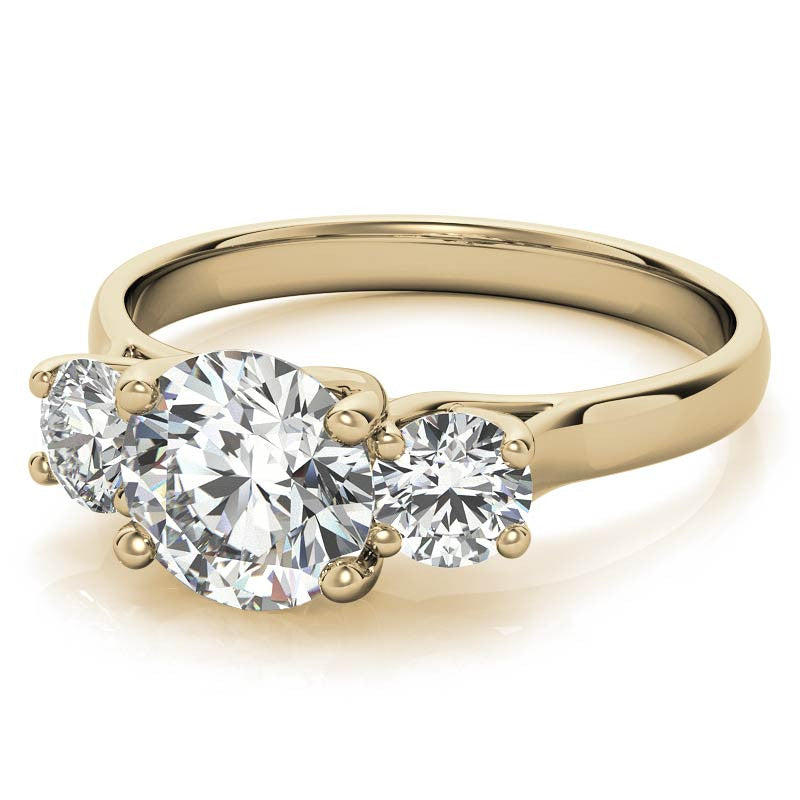Petite Trellis Three-Stone Round Brilliant Moissanite Ring