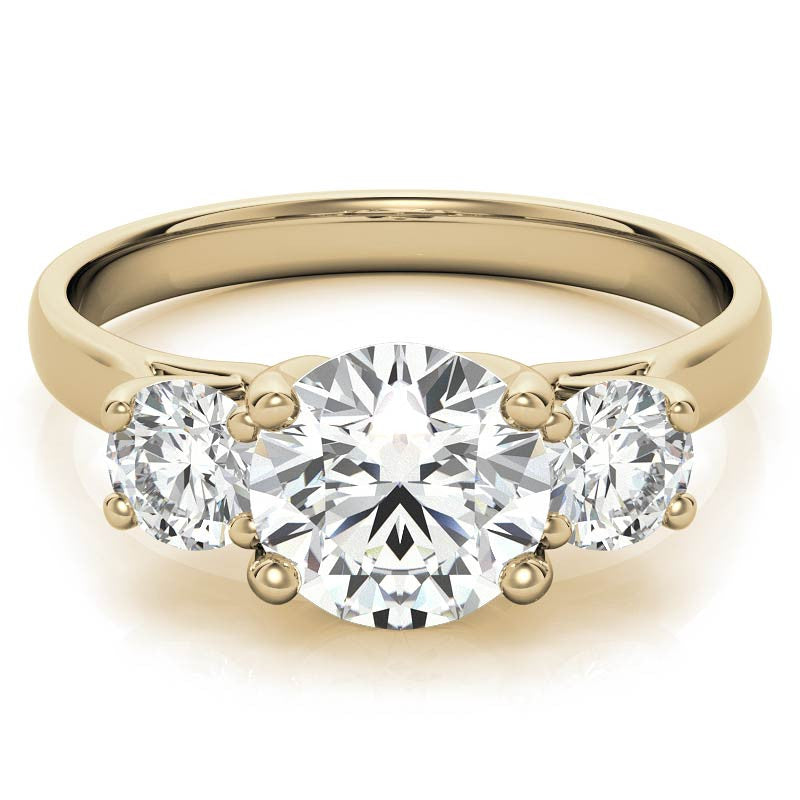 Petite Trellis Three-Stone Round Brilliant Moissanite Ring