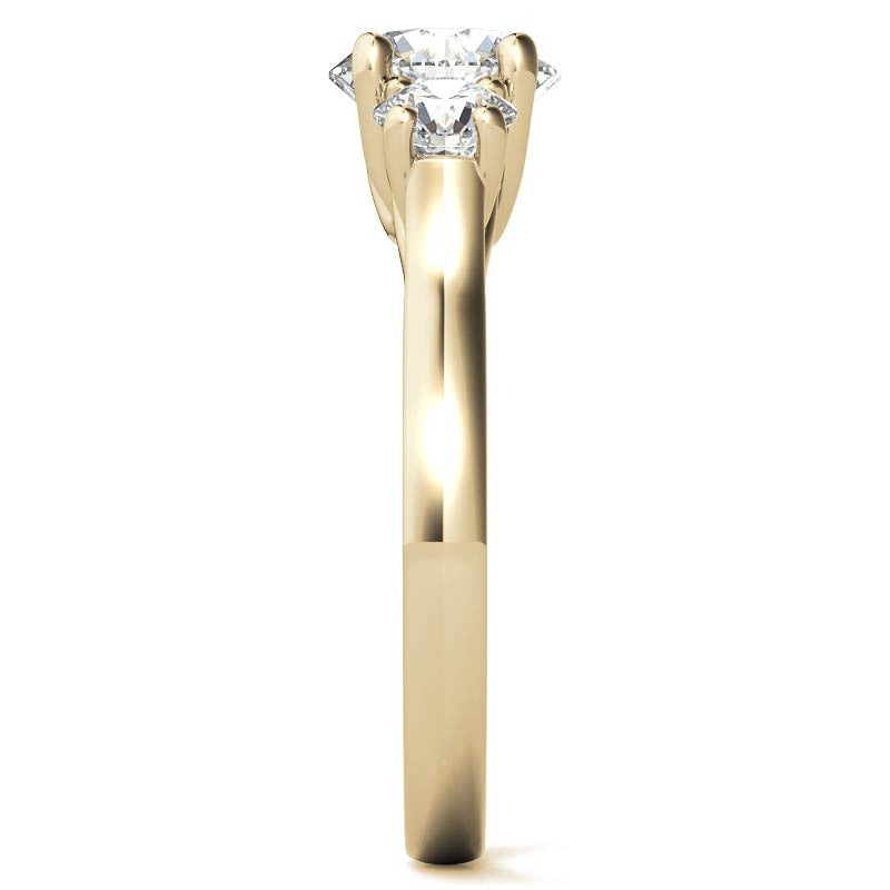 Petite Trellis Three-Stone Round Brilliant Moissanite Ring