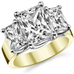 10x8mm, 7x5mm Radiant/Emerald Moissanite Trellis Three-Stone Ring